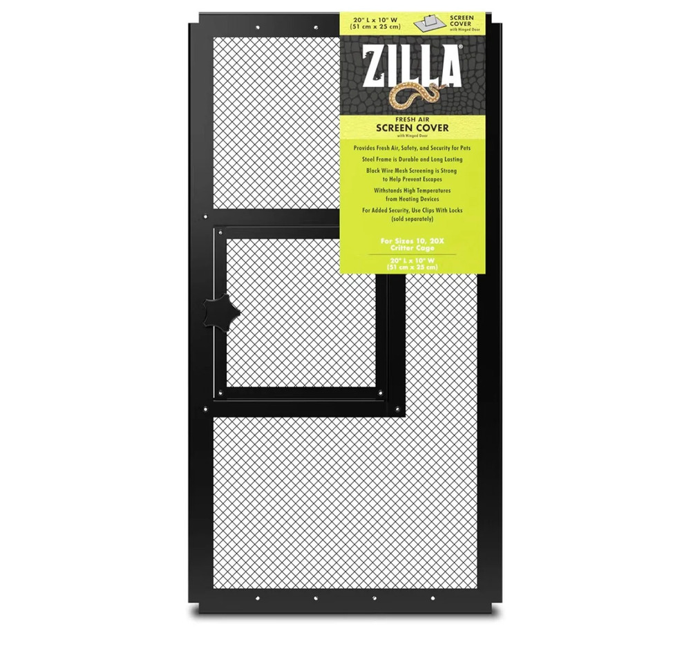 Zilla Fresh Air Screen Cover Hinged Door 20x10 Reptile Terrarium Lid